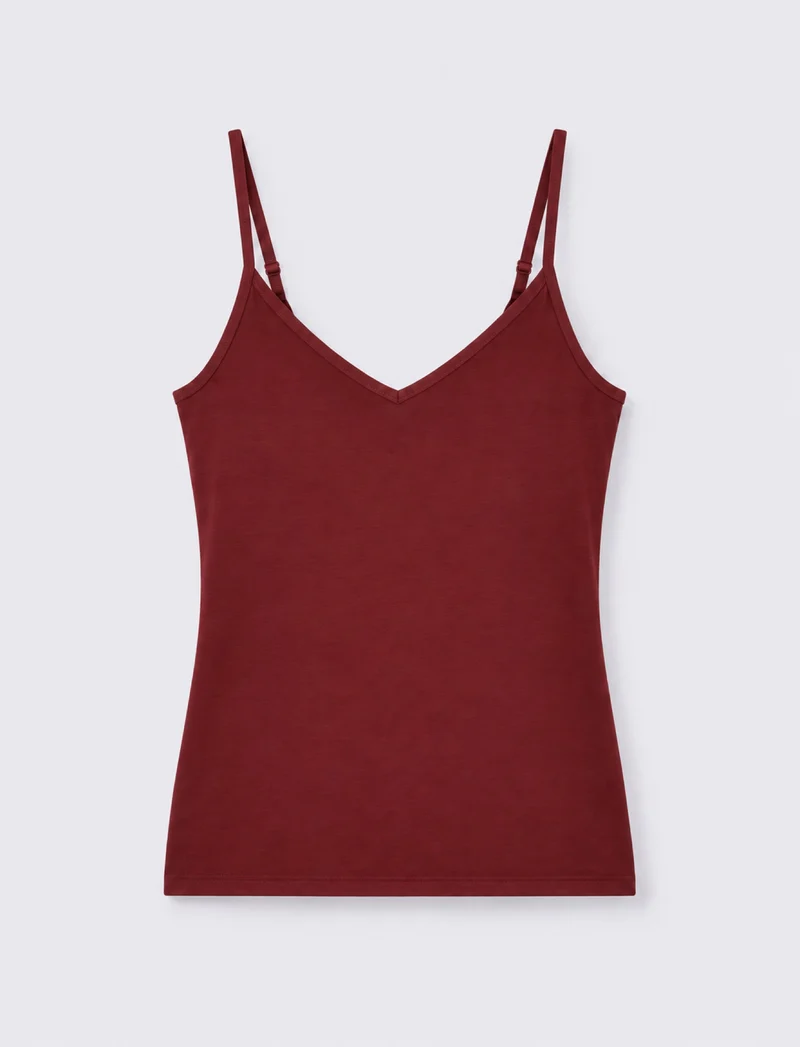Top con bretelle regolabili elastiche - Rosso rubino