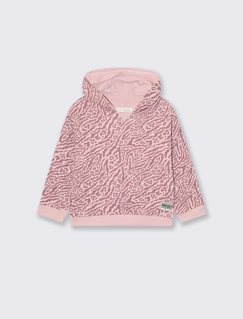 Felpa basica con stampa all over - Rosa polvere