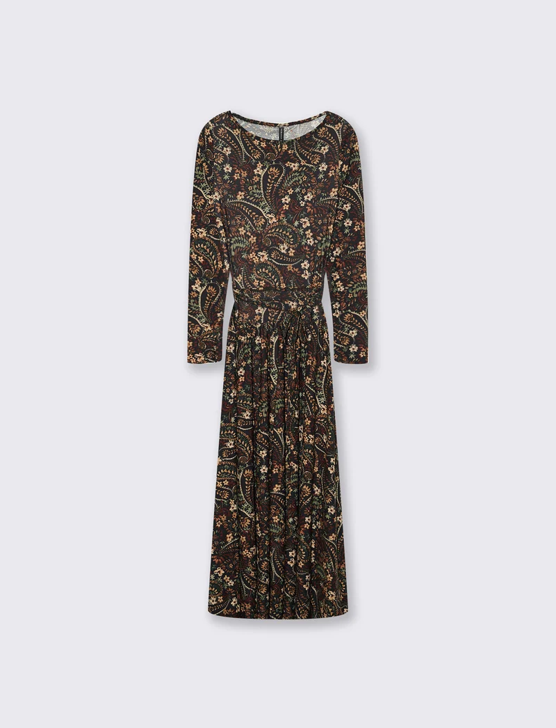 Vestito lungo a manica con arricciatura - var 1
