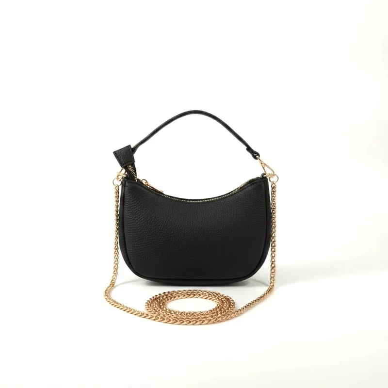 Borsa mezzaluna piccola elegante - Nero