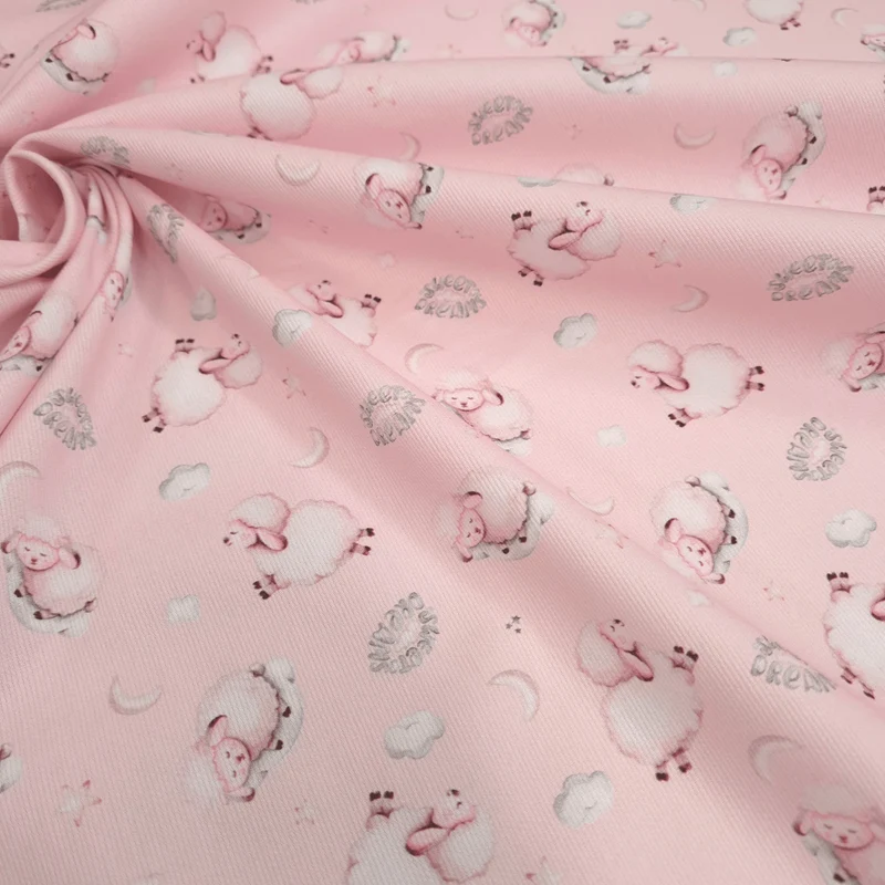 Piquet millerighe con stampa digitale H 150 cm - PECORELLE DOLCI SOGNI/ROSA