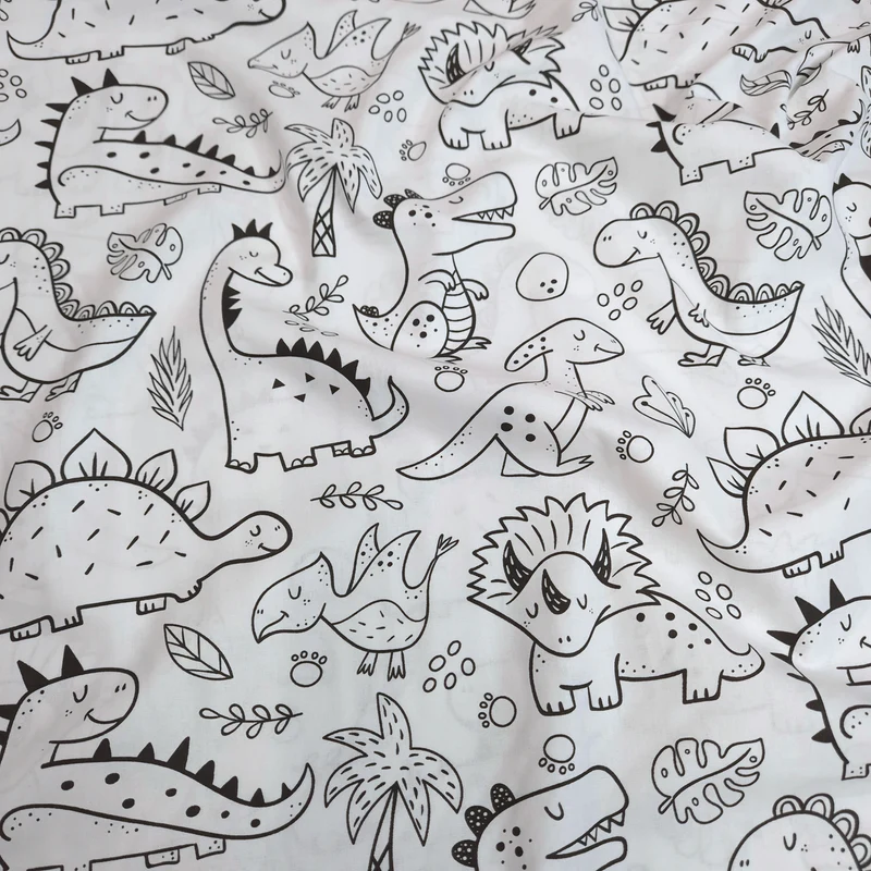 Tessuto Cotone da Colorare H 140 cm - DINOSAURI