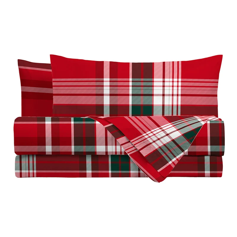 Completo Letto Piazza e Mezza in Cotone con Stampa - Fantasia Classy Holly Espen Red