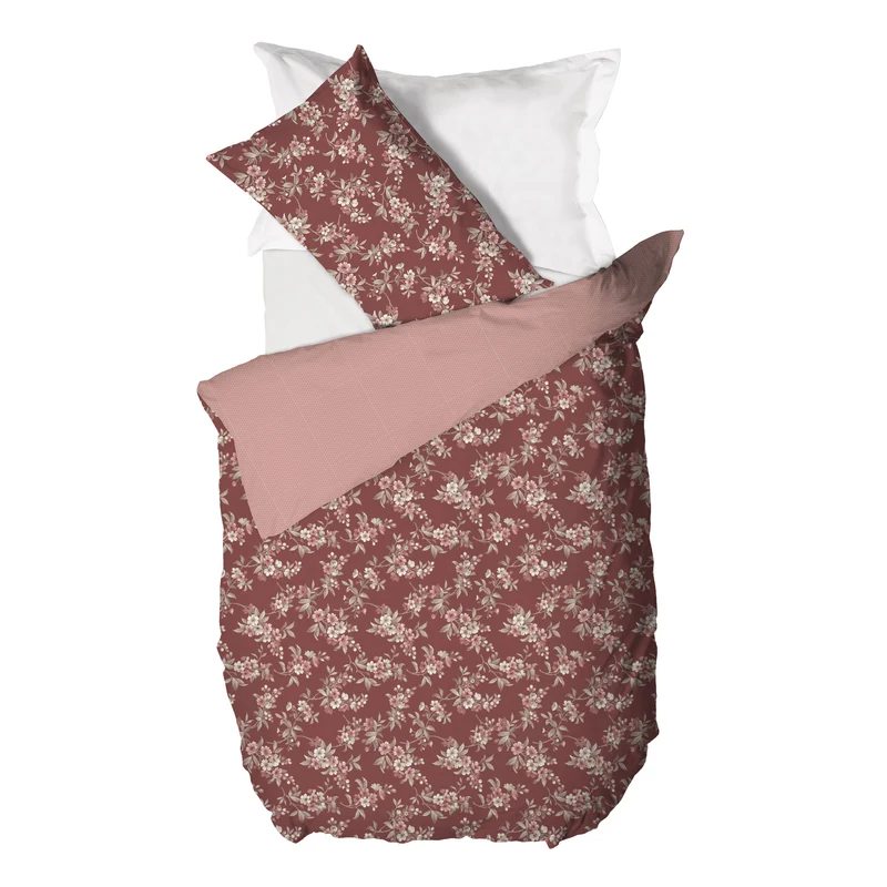 Parure Copripiumino Singola in Cotone con Stampa - Fantasia Feel Me Amber Burgundy