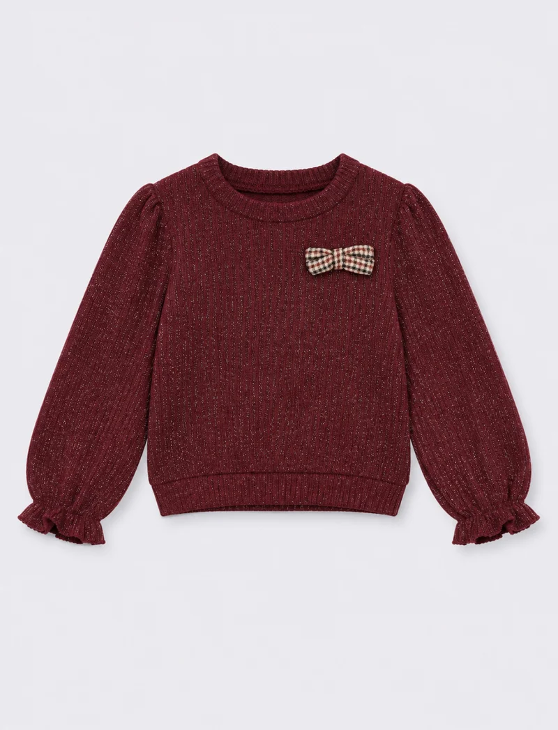 Maglia con fiocchetto - Bordeaux