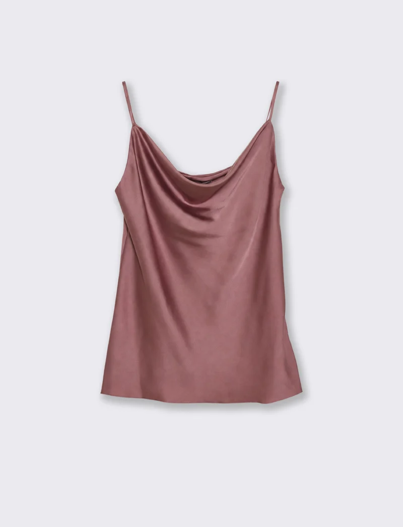 TOP CON SCOLLO A DRAPPEGGIO - Rosa antico