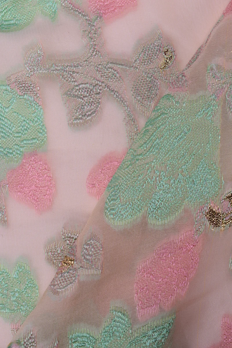 Chiffon fil coupè di seta e viscosa motivo floreale