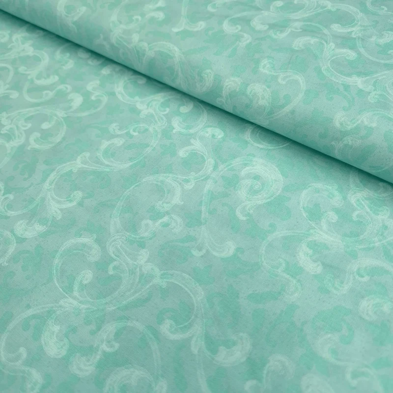 Cotone Americano H 110 cm - DAMASCATO ACQUAMARINA
