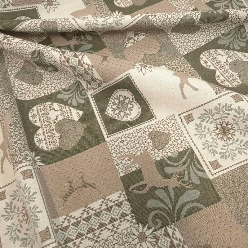 Tessuto Arredo Gobelin H 280 cm - FANTASIA TIROLESE/VERDE MUSCHIO