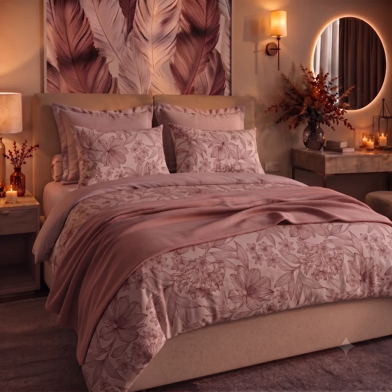 Parure Copripiumino Matrimoniale in Cotone con Stampa - Fantasia Feel Me Alina Pink