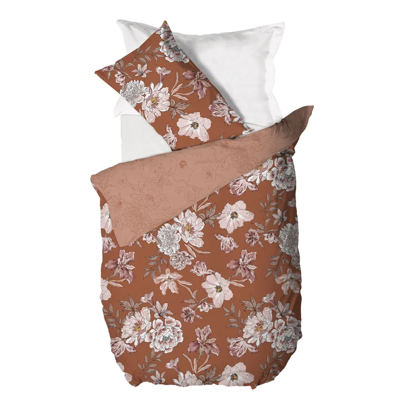 Parure Copripiumino Singola in Cotone con Stampa - Fantasia Feel Me Julienne Rust