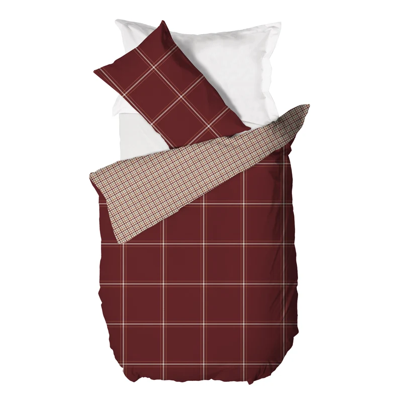 Parure Copripiumino Singola in Cotone con Stampa - Fantasia Feel Me Mayson Burgundy
