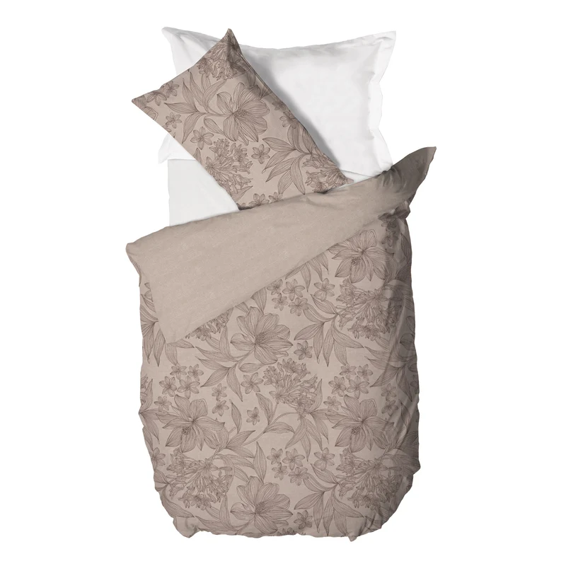 Parure Copripiumino Singola in Cotone con Stampa - Fantasia Hug Me Alina Taupe