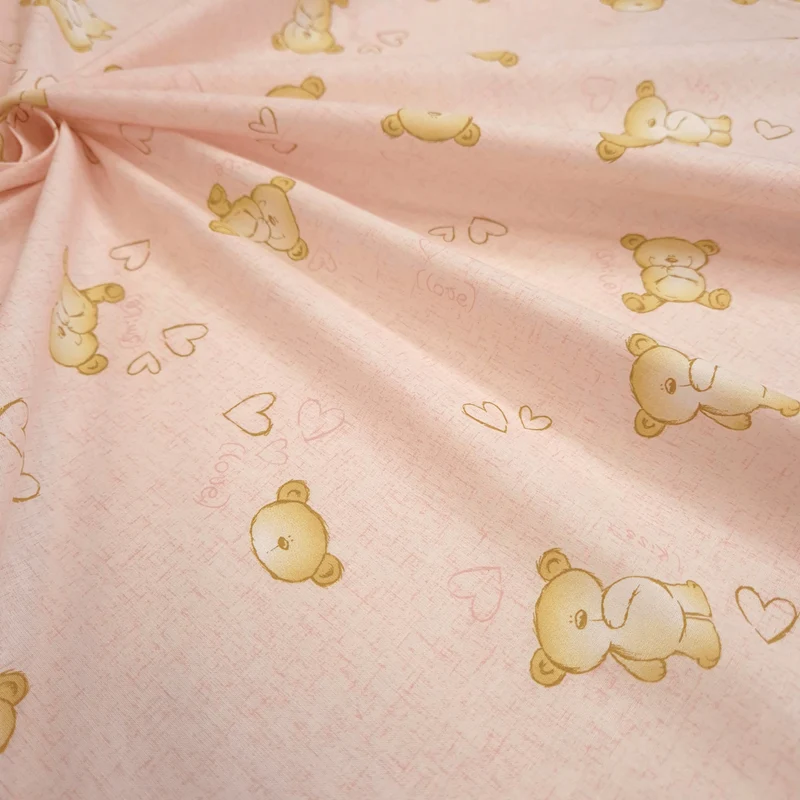 Tessuto Cotone H 160 cm - ORSACCHIOTTI DEL CUORE/ROSA TENUE