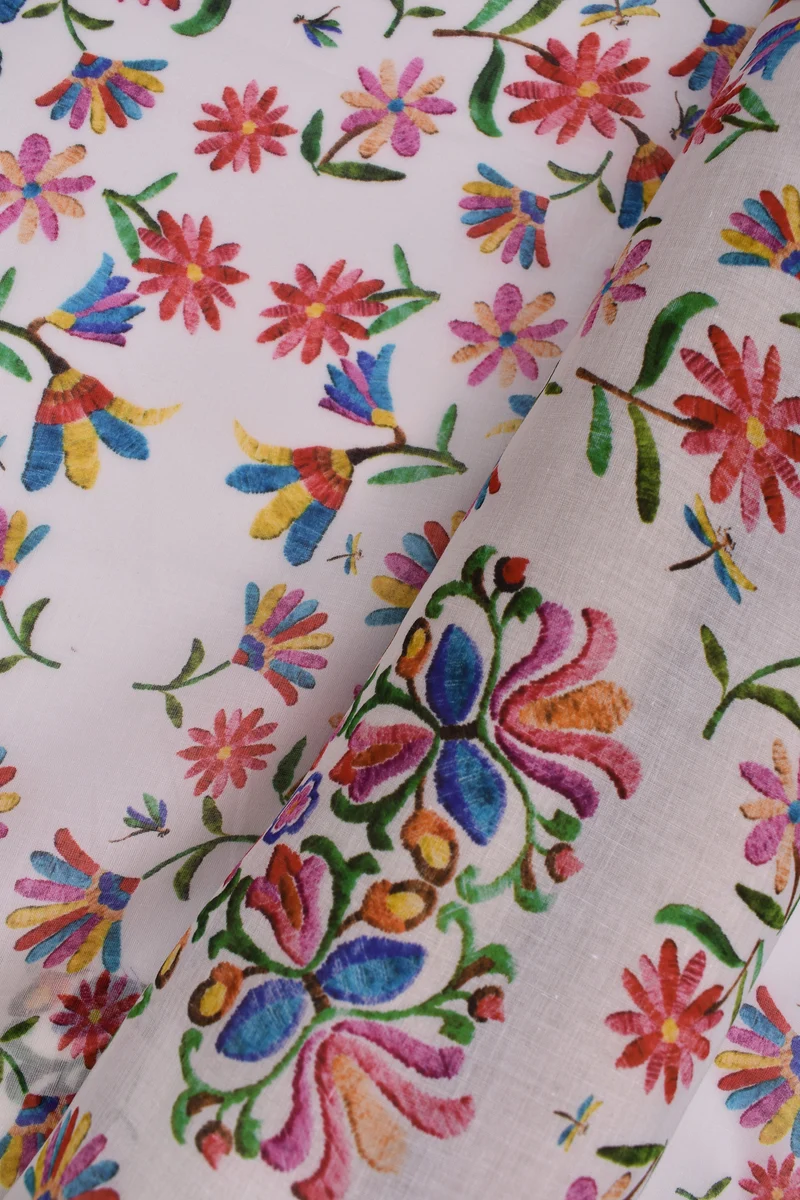 Mussola 100% cotone GOTS fantasia floreale