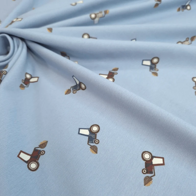 Jersey di Cotone Digital H 150 cm - TRATTORI AZZURRO POLVERE