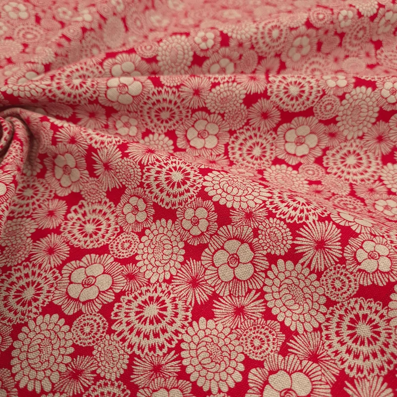 Misto Lino Fondo Grezzo H 150 cm - FIORI ROSSI