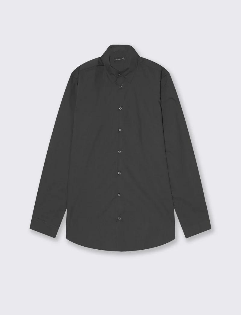 CAMICIA BASIC SLIM FIT EASY IRON - Grigio piombo