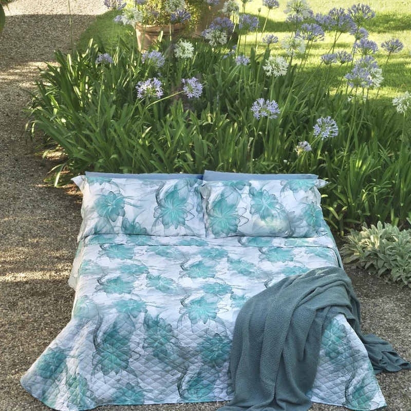 Copriletto Primaverile Sea flower Floreale in Percalle 90 gr/mq
