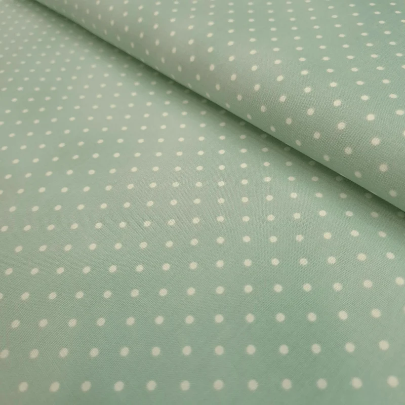 Cotone Americano H 110 cm - POIS BIANCHI/MENTA CHIARO