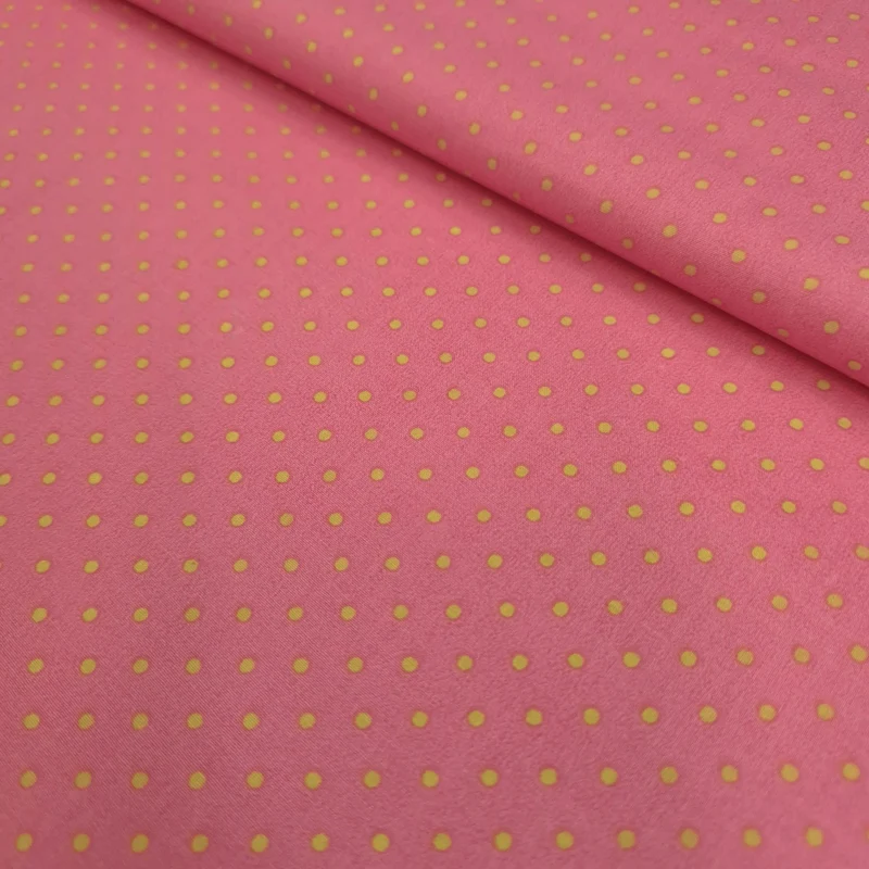 Cotone Americano H 110 cm - POIS VERDI/ROSA
