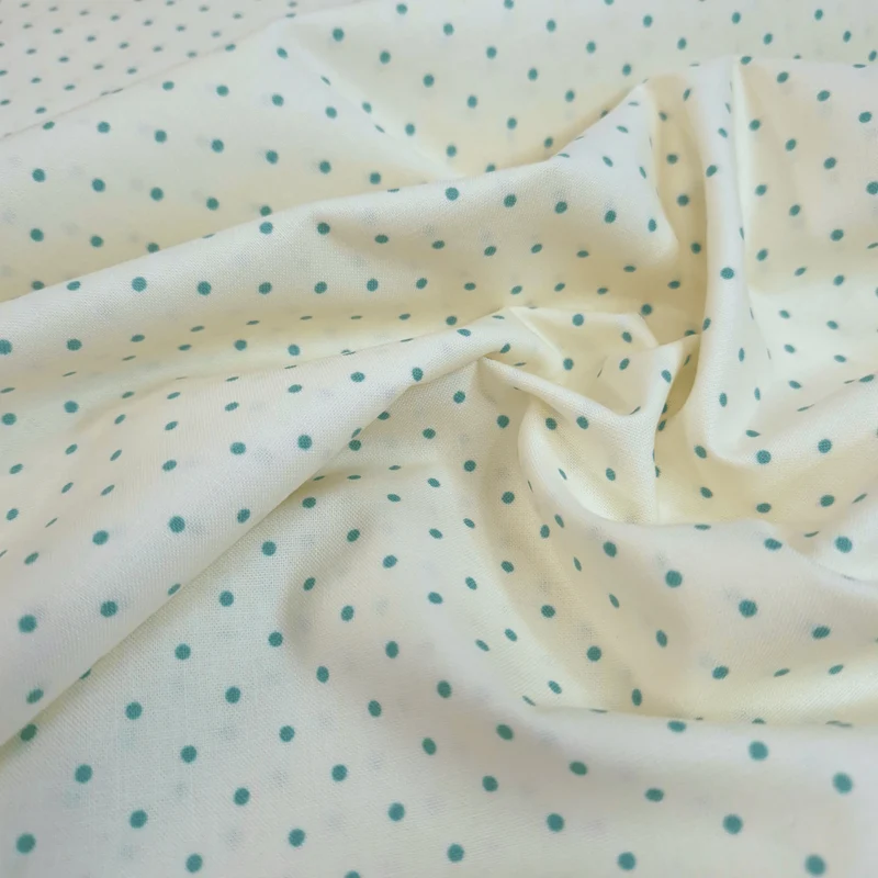 Cotone Americano H 110 cm - POIS VERDE ACQUA