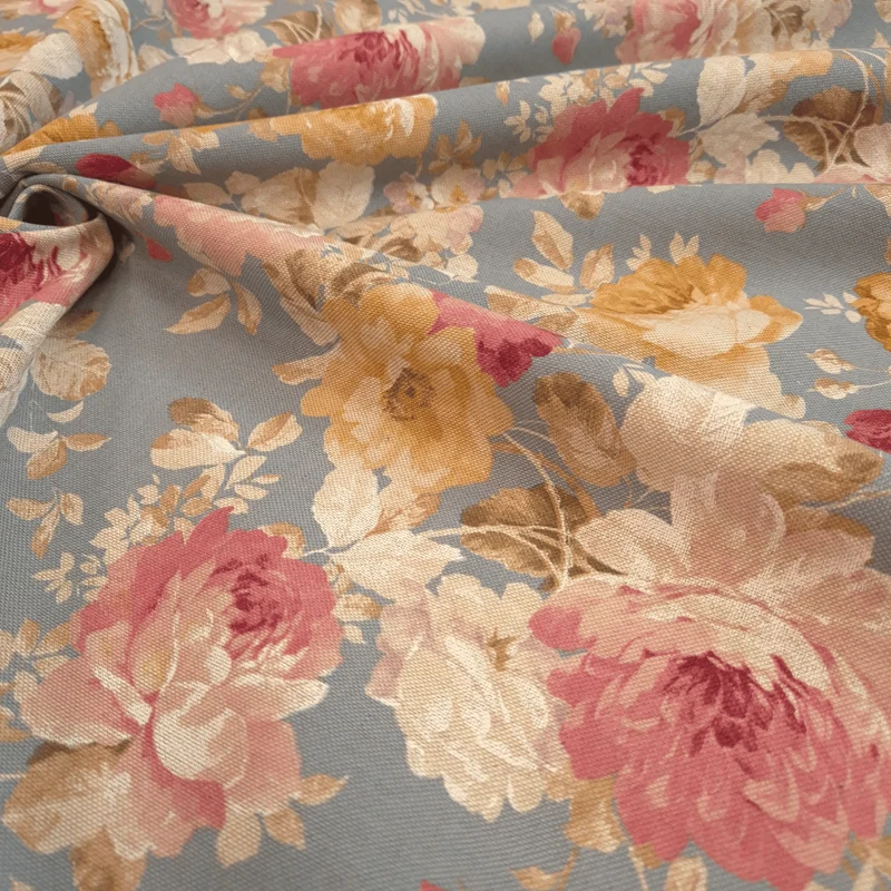 Cotone Fondo Grezzo H 280 cm - ROSETO/AZZURRO POLVERE