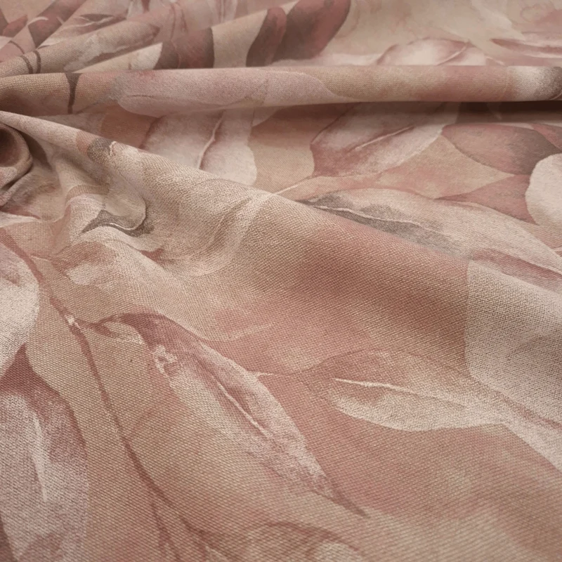 Cotone Fondo Grezzo H 280 cm - FOGLIE ROSA ANTICO