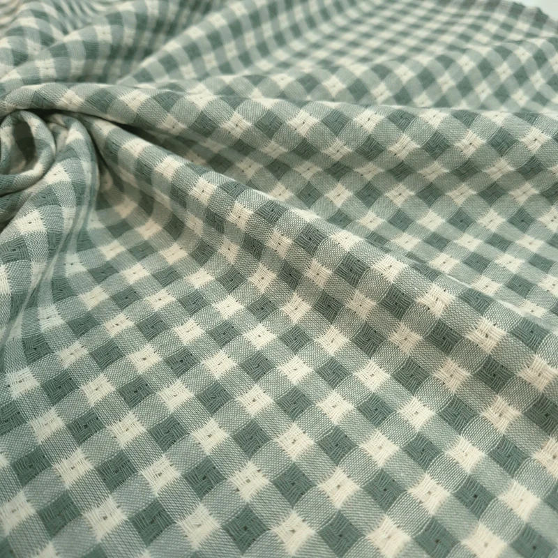 Tessuto Cotone H 140 cm - QUADRETTO VERDE