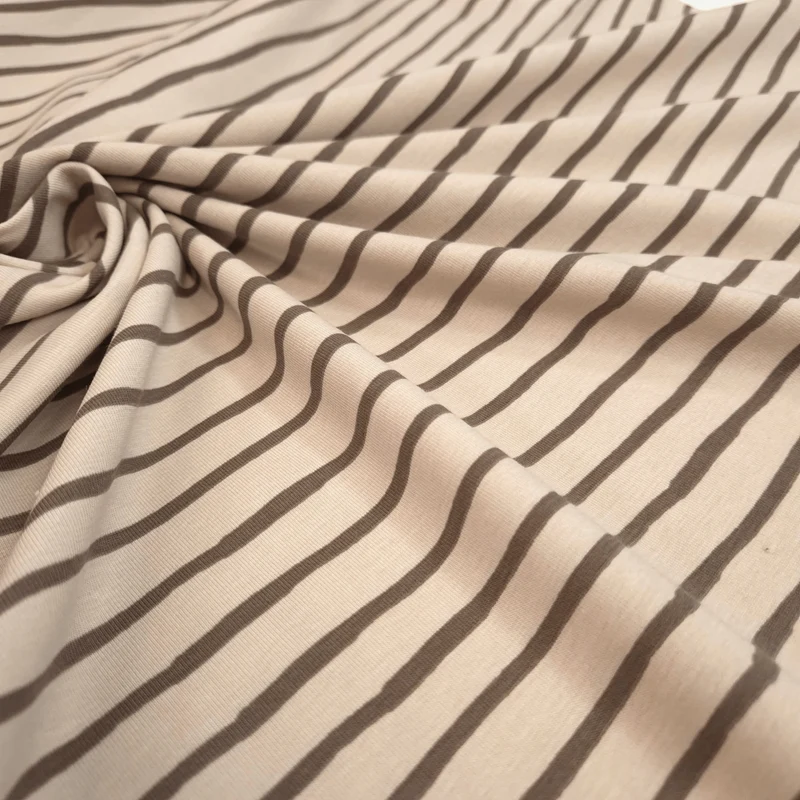 Jersey di Cotone Digital H 150 cm - STRISCE MARRONE/BEIGE