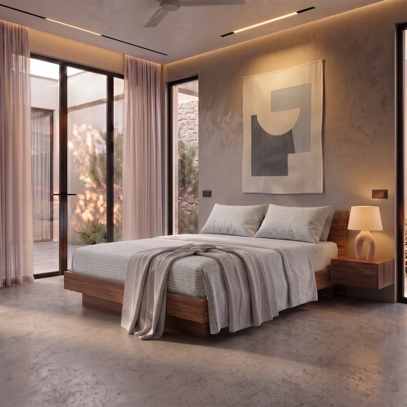 Completo Letto Matrimoniale Softy Yarn con Stampa - Fantasia Chevron Beige