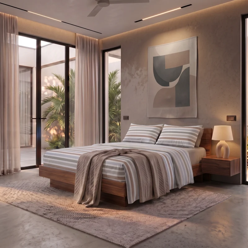 Completo Letto Matrimoniale Basic - Fantasia Edwin Beige