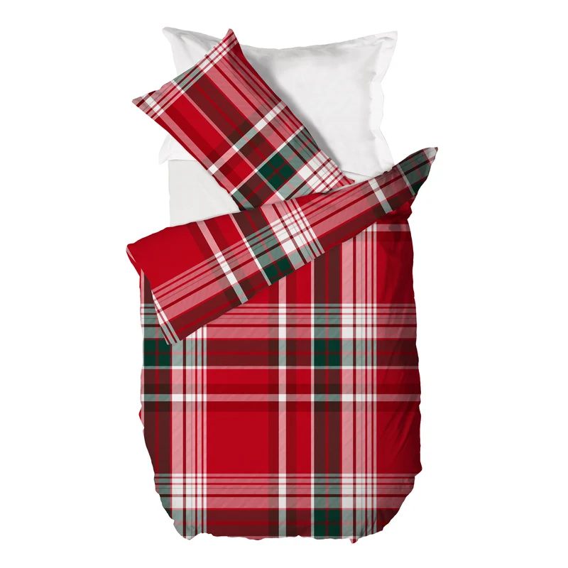 Parure Copripiumino Singolo in Cotone con Stampa - Fantasia Classy Holly Espen Red