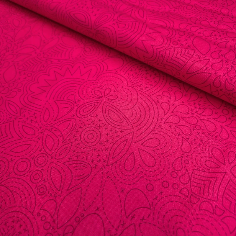 Cotone Americano H 110 cm - FIORI STILIZZATI/FUCSIA