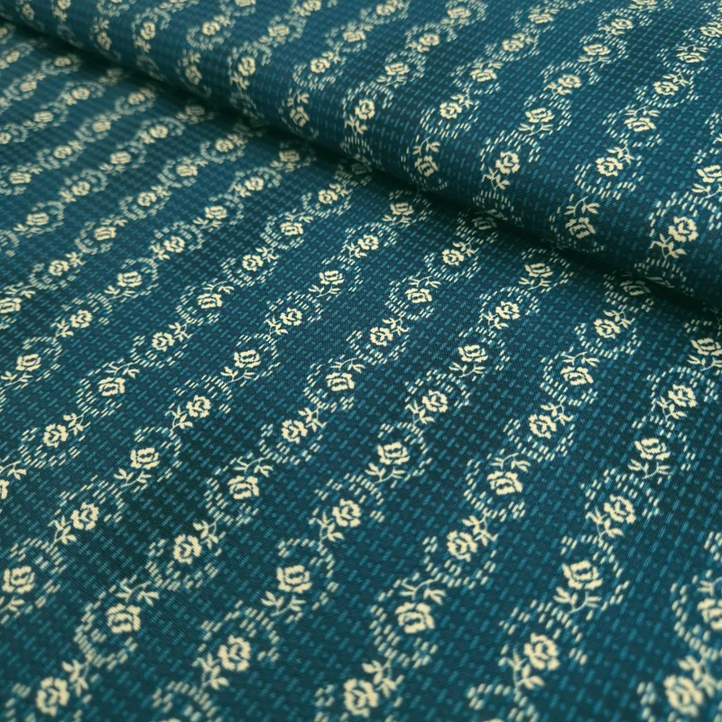 Cotone Americano H 110 cm - MINI ROSELLINE/BLU