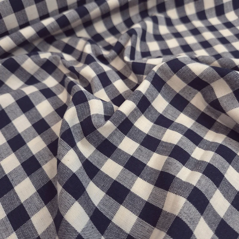 Tessuto Cotone H 110 cm - QUADRI FONDO ECRU