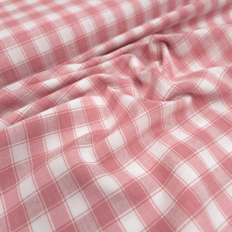 Tessuto Cotone H 110 cm - QUADRO GRANDE ROSA E AZZURRO