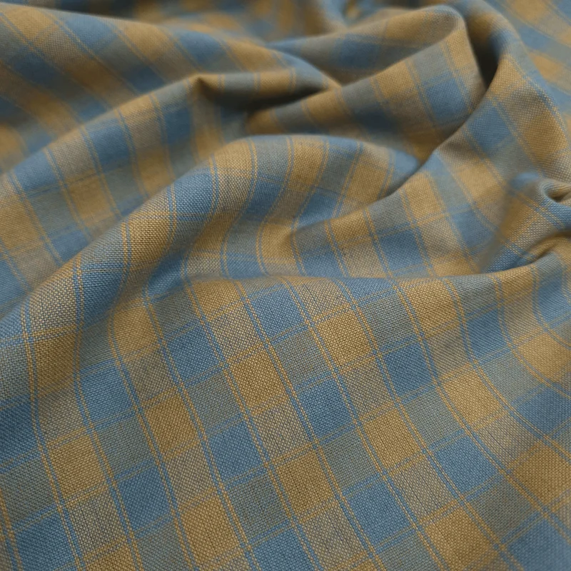 Tessuto Cotone H 110 cm - QUADRETTI/SABBIA SCURO