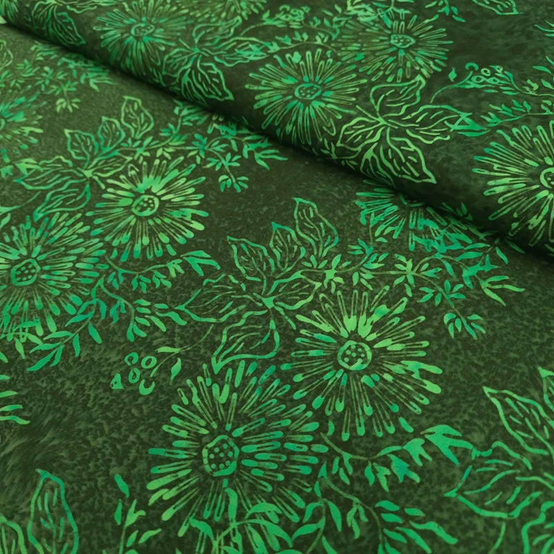 Cotone Americano Batik H 110 cm - FIORI VERDI