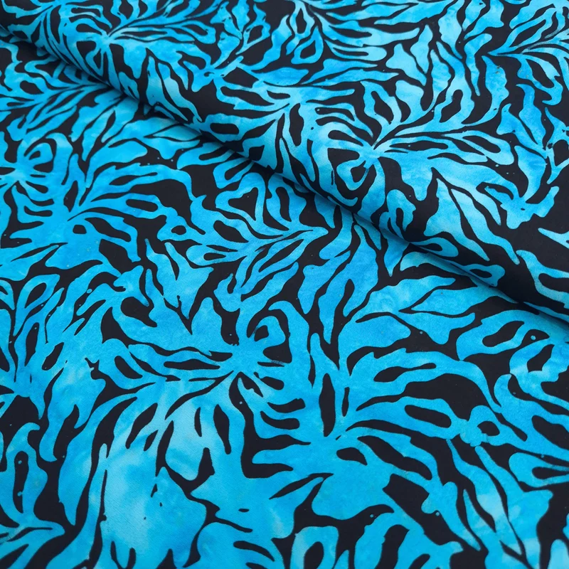 Cotone Americano Batik H 110 cm - FANTASIA AZZURRO/NERO