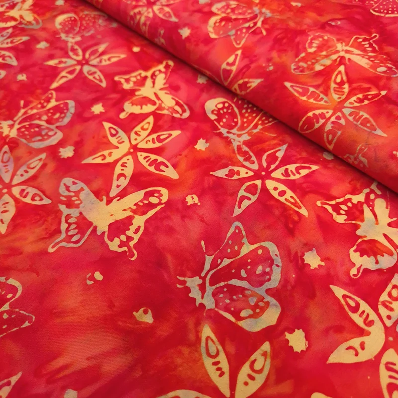 Cotone Americano Batik H 110 cm - FIORI E FARFALLE
