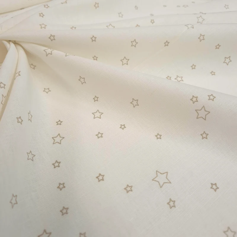 Tessuto Misto Lino H 150 cm - STELLINE BEIGE/LATTE