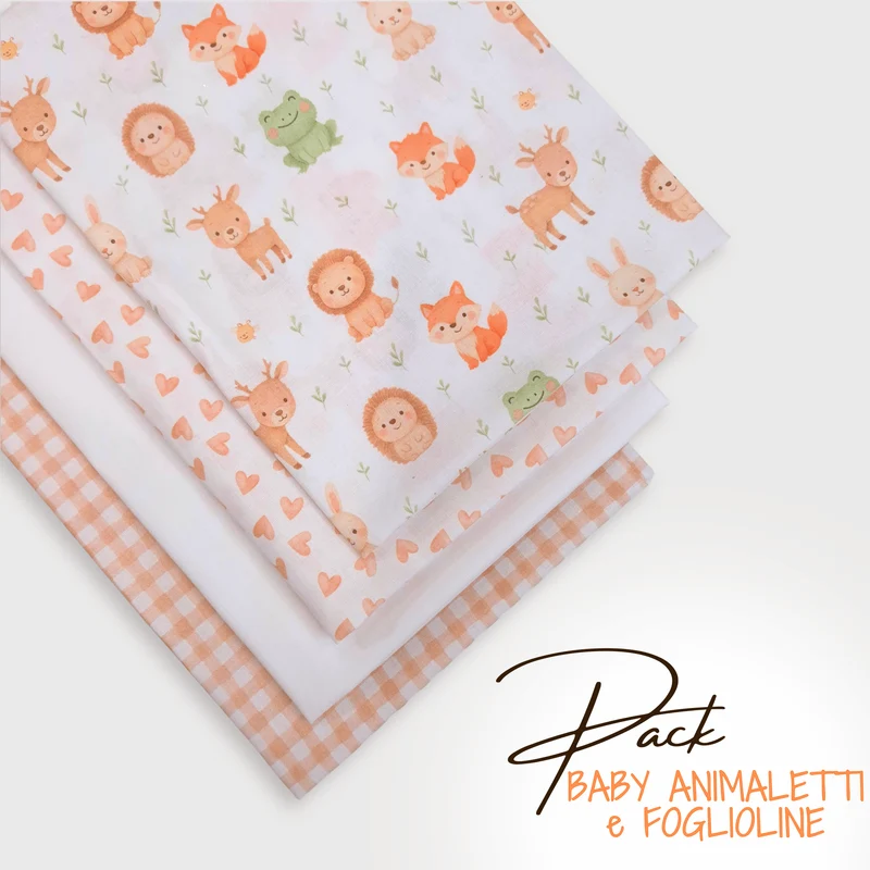 PACK BABY ANIMALETTI/FOGLIOLINE - 4 pezzi 70 x 100 cm