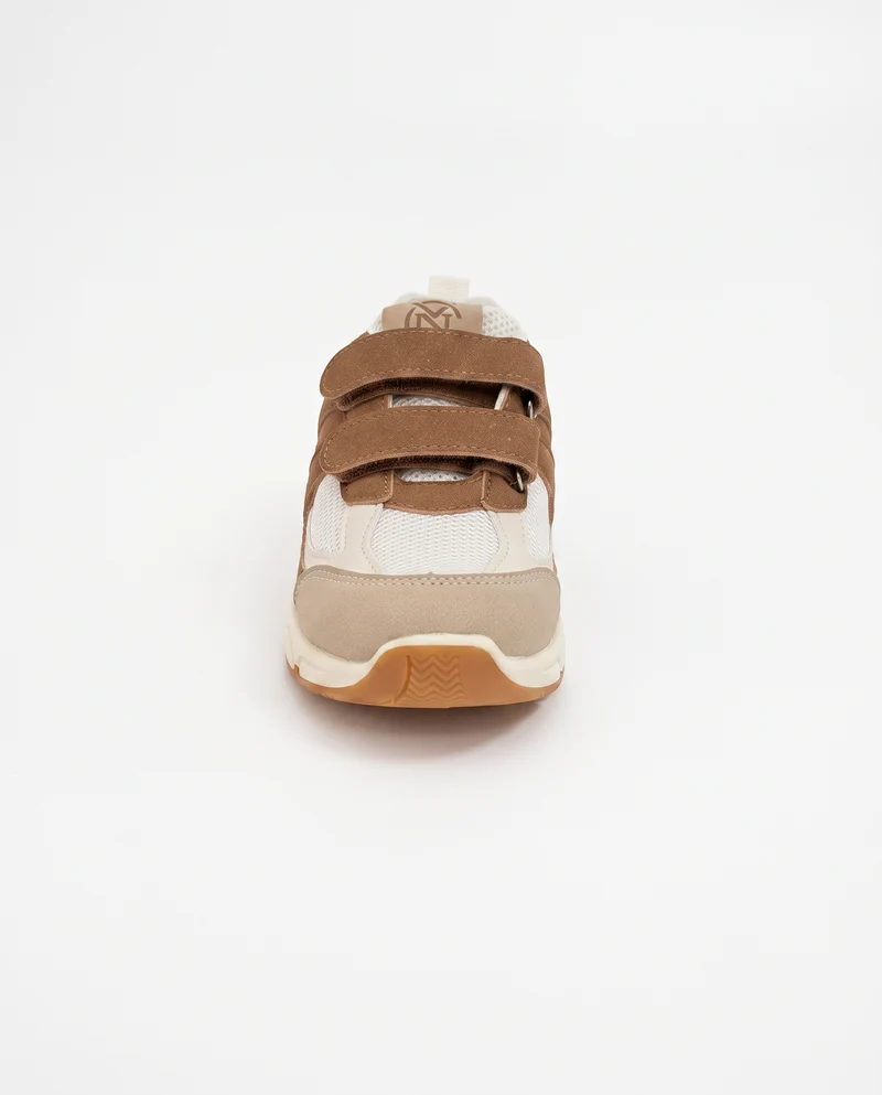 Sneakers da bambino con doppio strappo - Beige