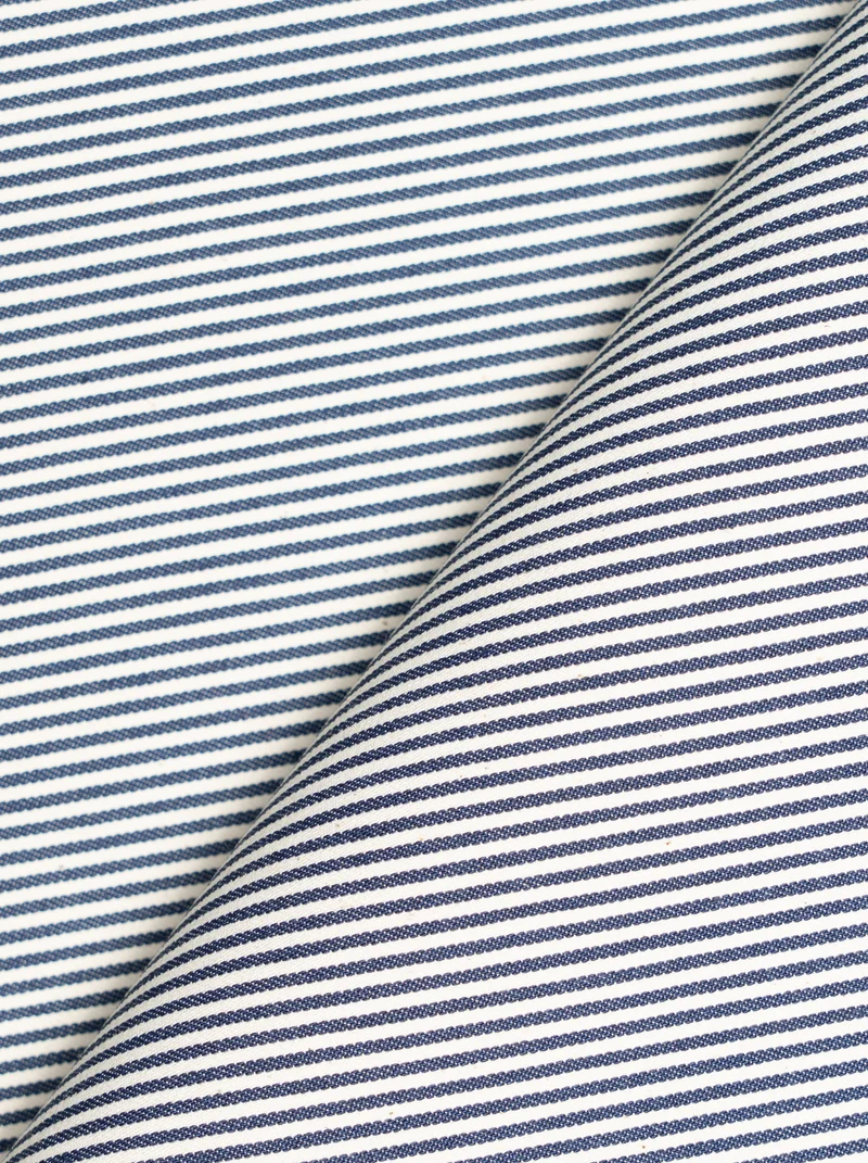 Denim stretch in cotone fantasia a righe