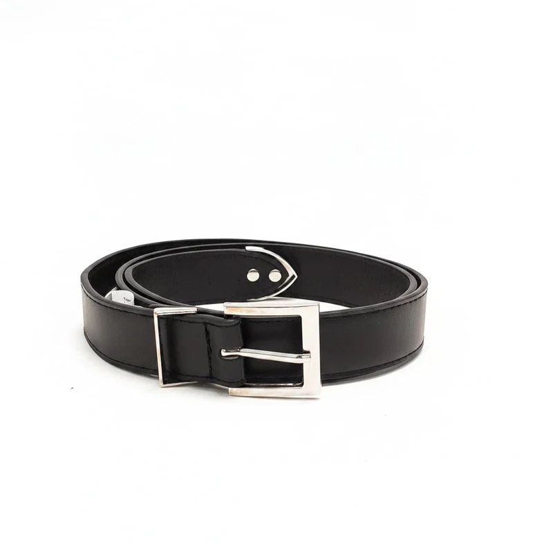 Cintura uomo effetto pelle con metallo - Nero