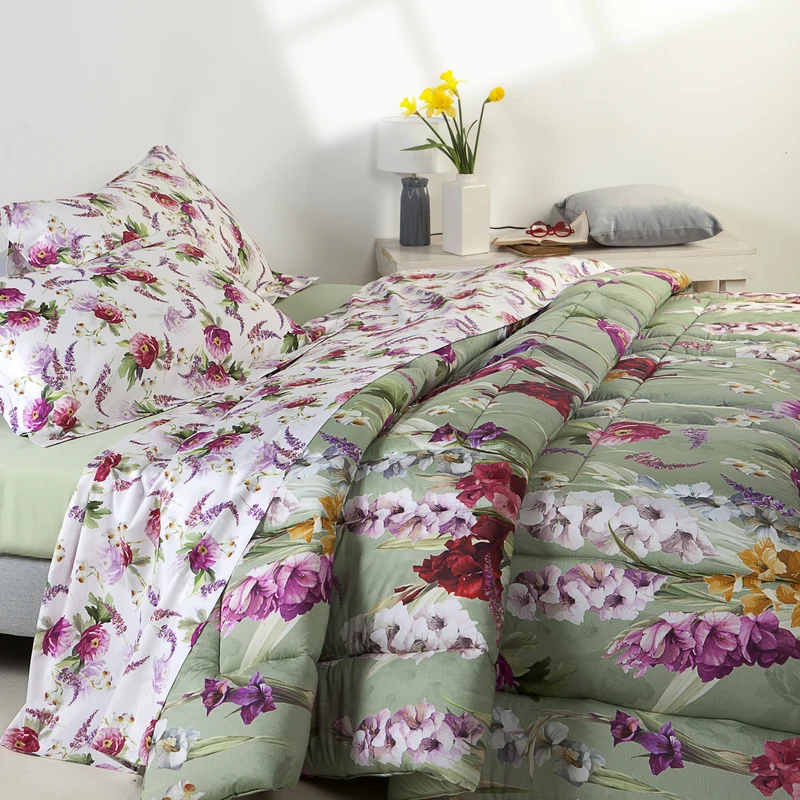 Trapunta charming flowers Floreale in Percalle 300 gr/mq