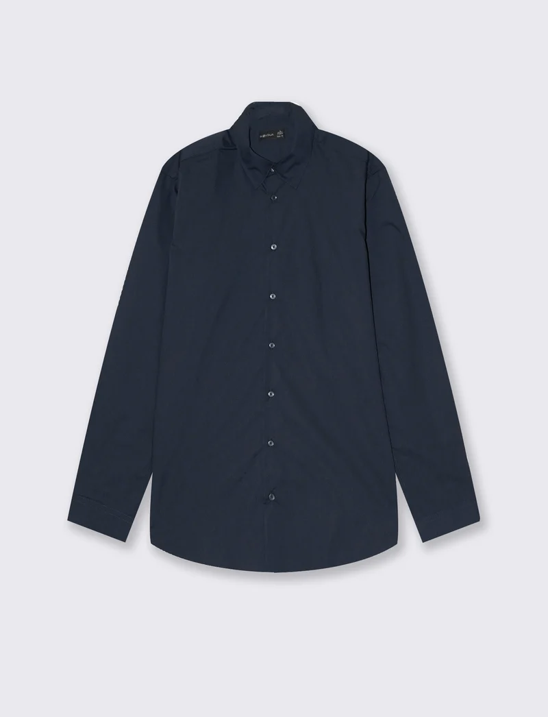 CAMICIA BASIC SLIM FIT EASY IRON - Blu