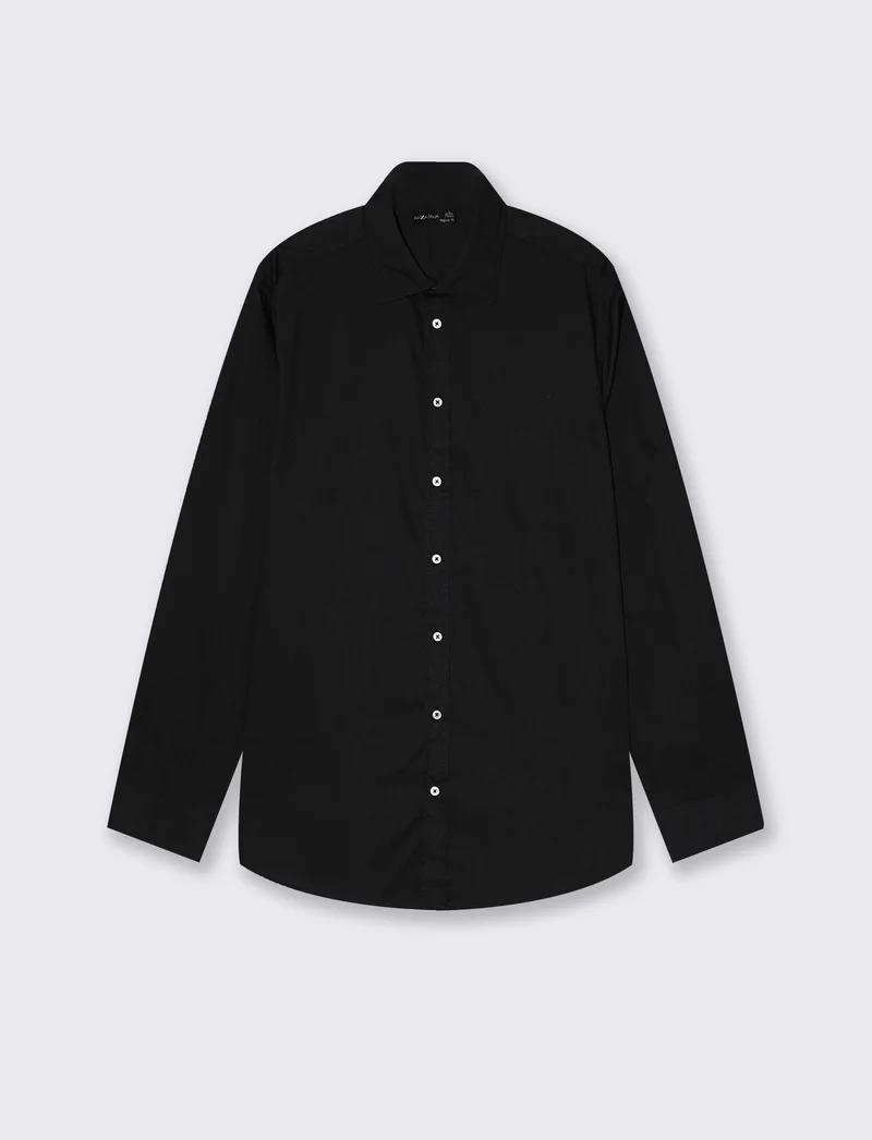 CAMICIA BASIC REGULAR FIT EASY IRON - Nero