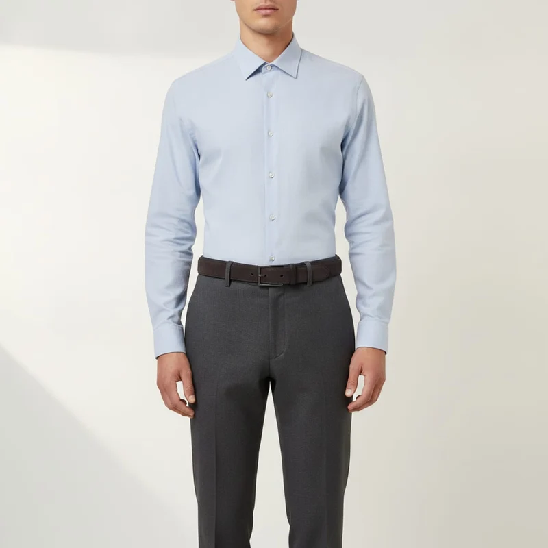 Cintura uomo cuciture in tinta suede - Grigio scuro
